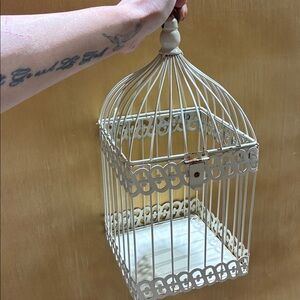 Decorative White Metal Birdcage with Hook